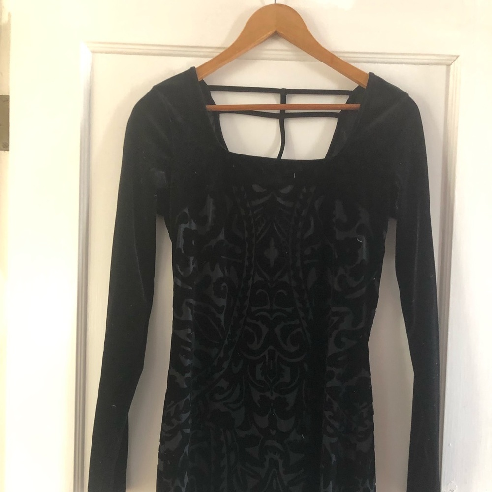 Black velvet patterned mini dress